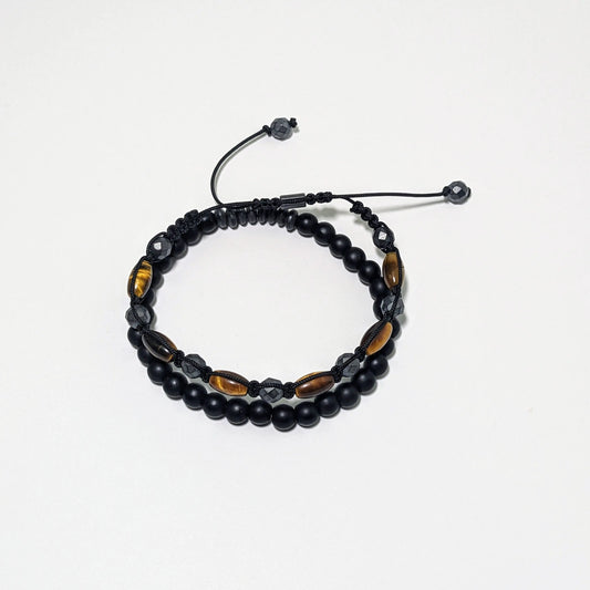 Onyx, Gray Hematite, & Tiger Eye Bracelet Ro & Gieo