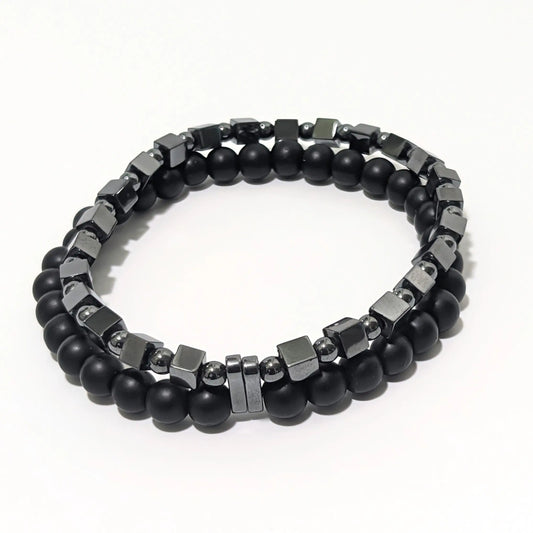 Black Onyx & Hematite Bracelet Ro & Gieo