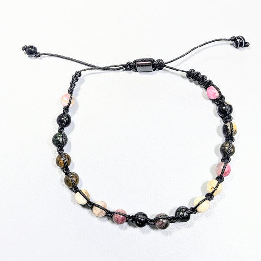 Pink & Black Agate Bracelet