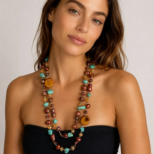 Silk Cord Bead Necklace Ro & Gieo
