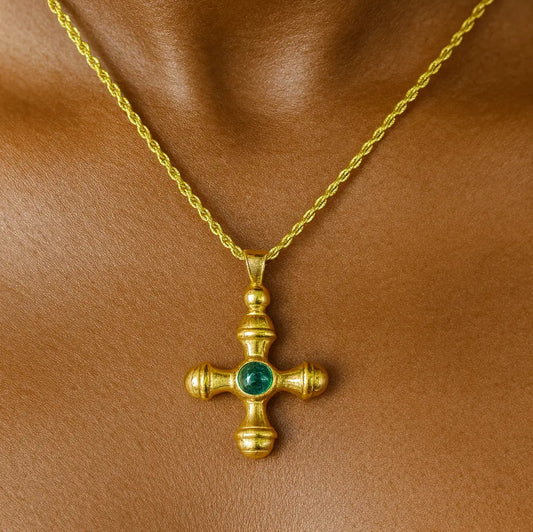 Gemstone Cross Pendant Necklace Ro & Gieo