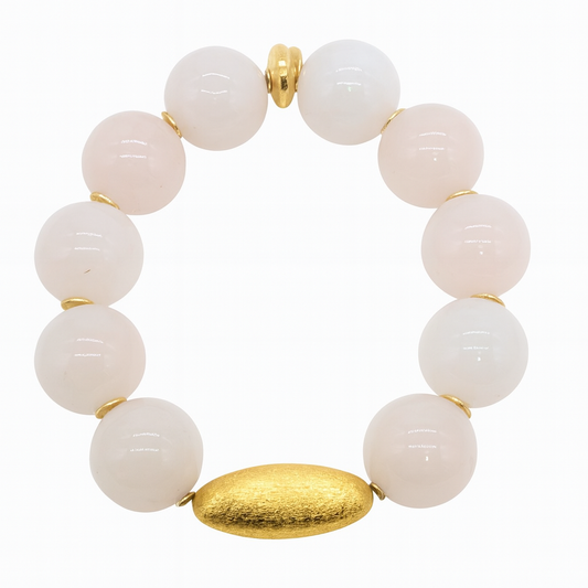Ro & Gieo Rose Quartz + Goldplated Metal Bead Bracelet