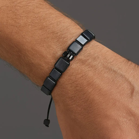 Grey Hematite Adjustable Macrame Knot Bracelet Ro & Gieo