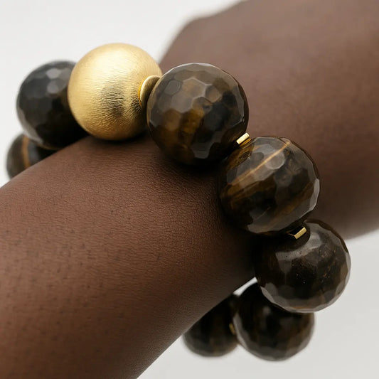 Ro & Gieo Tiger's Eye & 24 Karat Goldplated Brass Bracelet Ro & Gieo