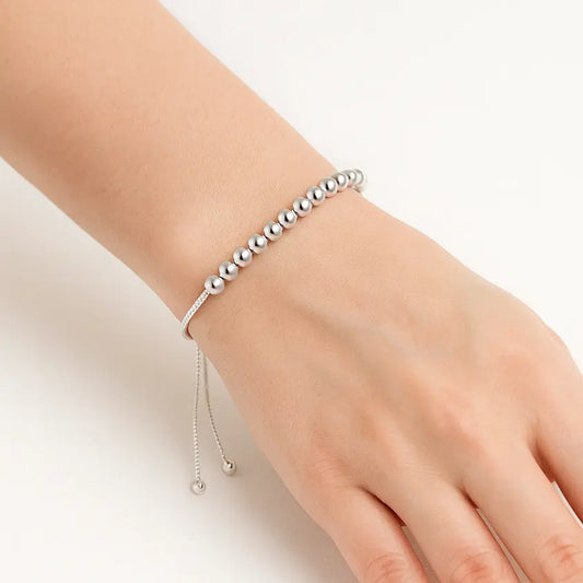 925 Sterling Silver Ball Adjustable Bracelet Ro & Gieo