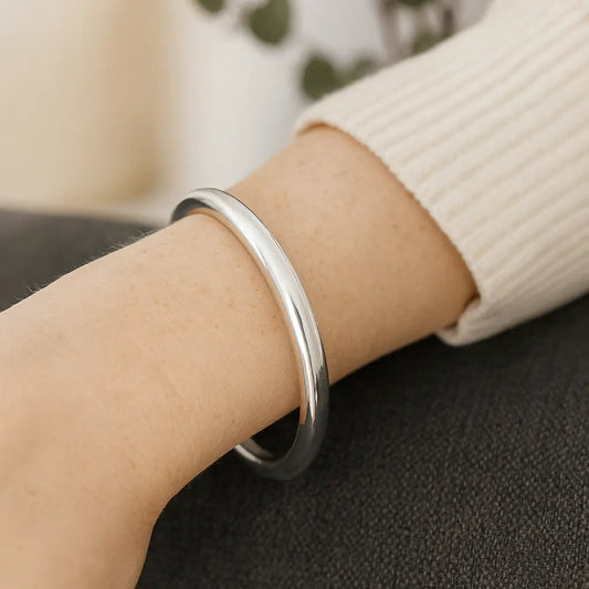 925 Sterling Silver 5 mm Hinge Bangle Ro & Gieo