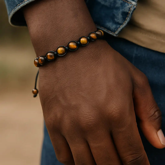 Tiger-Eye Adjustable Macrame Knot Bracelet Ro & Gieo