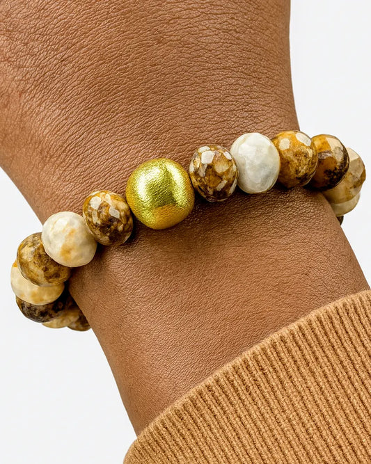Ro & Gieo Wood Jasper and 24 Karat Goldplated Brass Bracelet Ro & Gieo