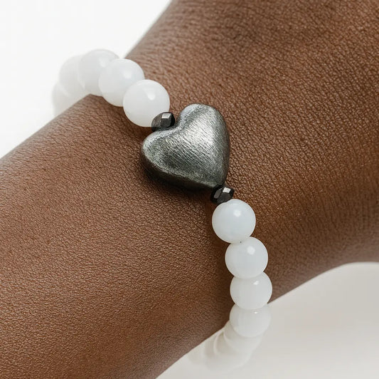 Ro & Gieo White Agate Bead with 24 Karat Electroplated Brass Bracelet Ro & Gieo