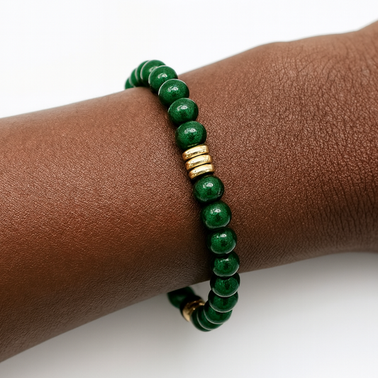 Pulsera de cuentas de envidia verde