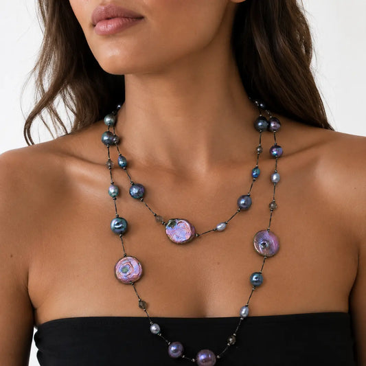 Metallic Yarn Bead Necklace Ro & Gieo