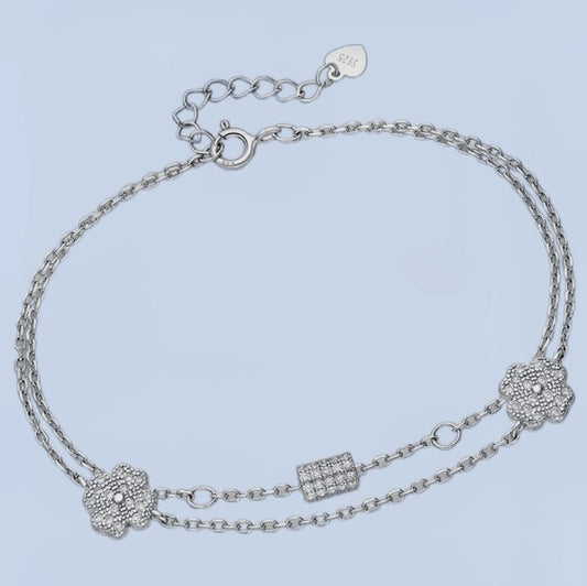 Pulsera Trébol de Plata de Ley 925