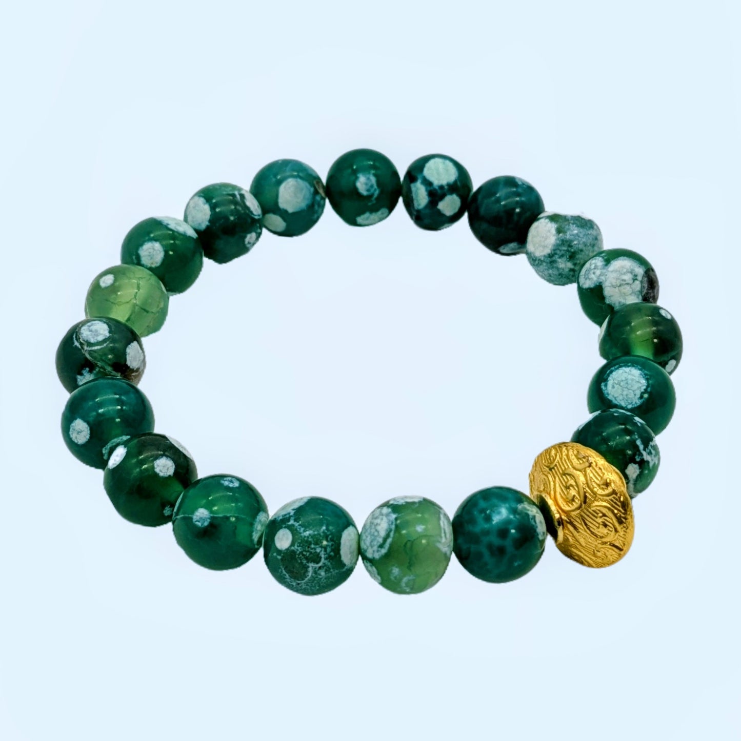 Pulsera Ro &amp; Gieo con ágata verde y latón bañado en oro de 24 quilates