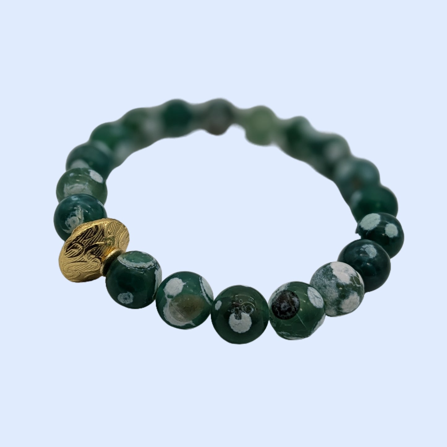 Pulsera Ro &amp; Gieo con ágata verde y latón bañado en oro de 24 quilates