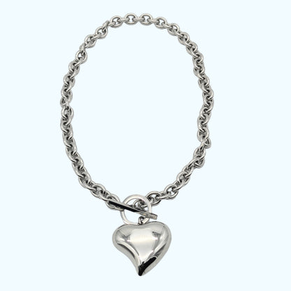 Curved Heart Pendant Necklace