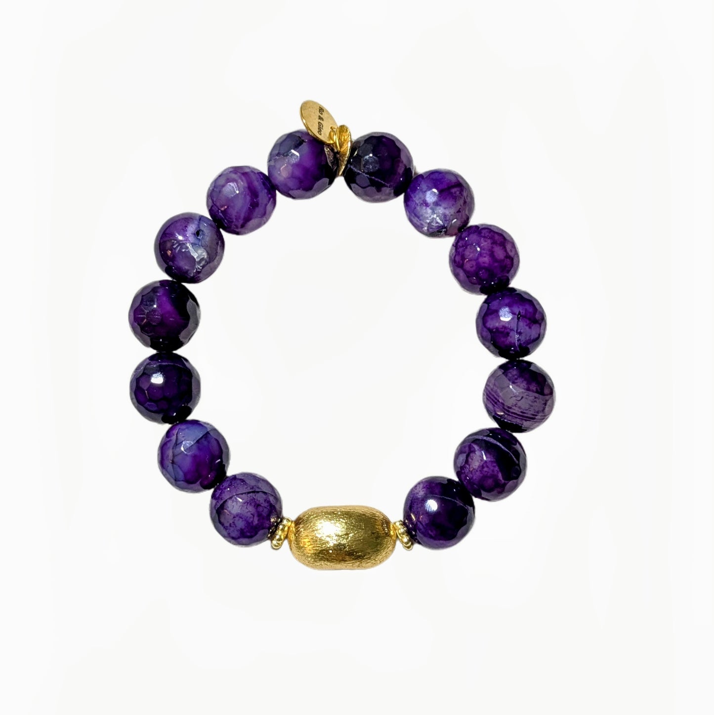 Ro & Gieo Dyed Purple Agate Bead & 24K Goldplated Brass Bracelet