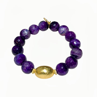 Ro & Gieo Dyed Purple Agate Bead & 24K Goldplated Brass Bracelet