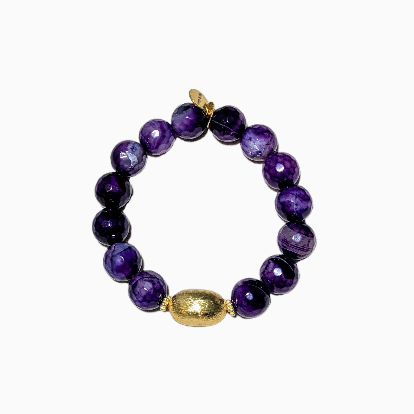 Ro & Gieo Dyed Purple Agate Bead & 24K Goldplated Brass Bracelet