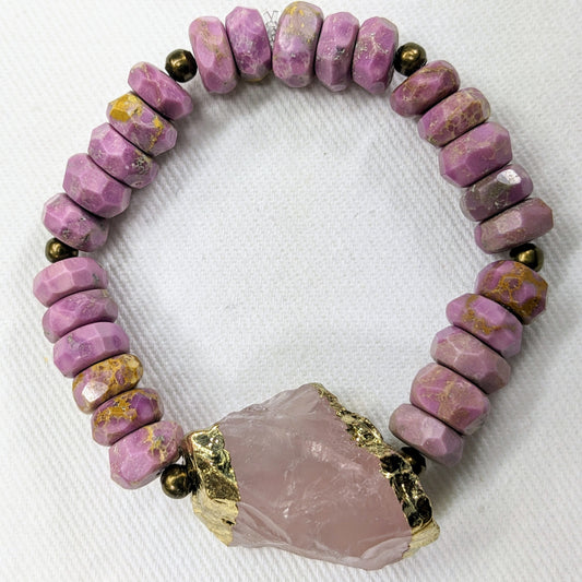 Ro & Gieo Phosphosiderite & Amethyst Beads Bracelet