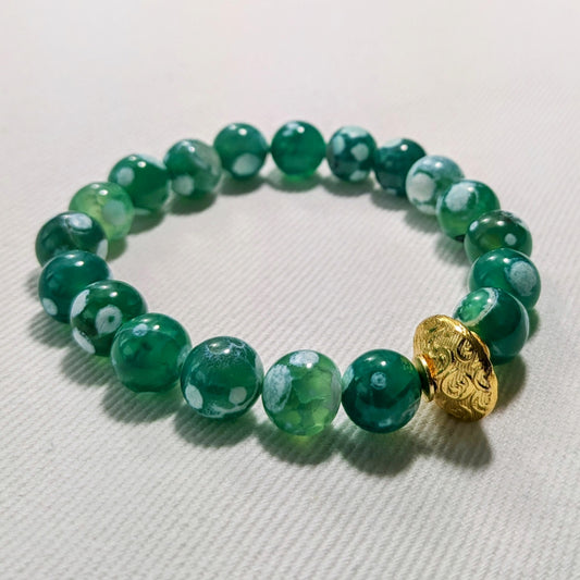 Ro & Gieo Green Agate and 24 Karat Goldplated Brass Bracelet