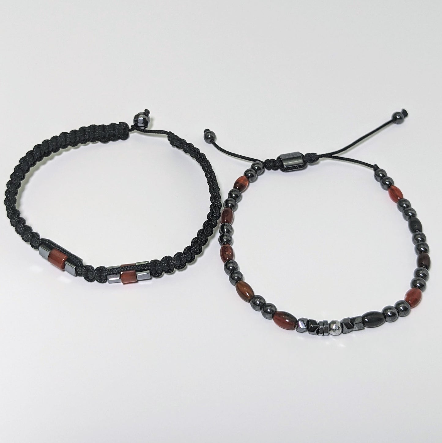 Grey Hematite & Red Agate Bracelet