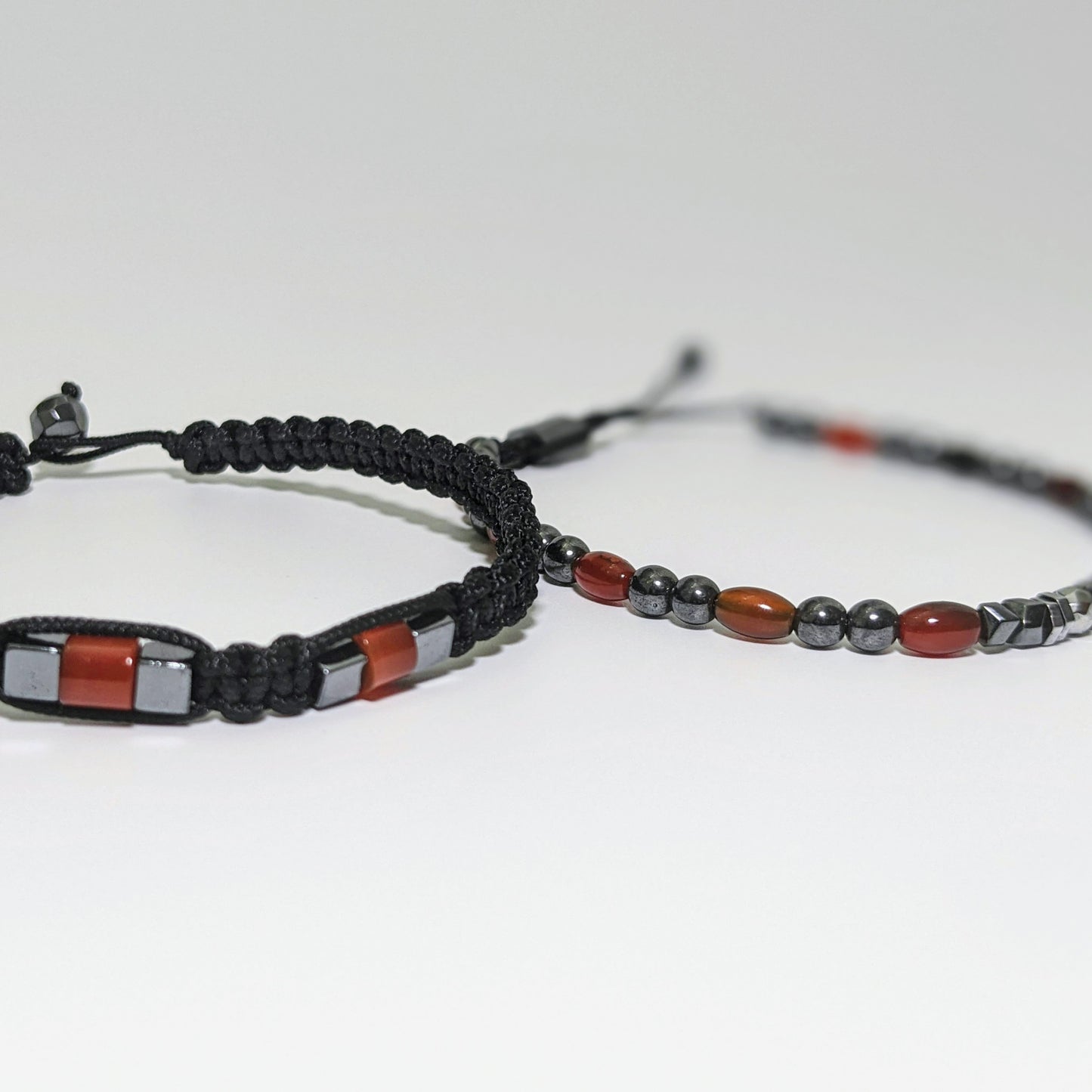 Grey Hematite & Red Agate Bracelet