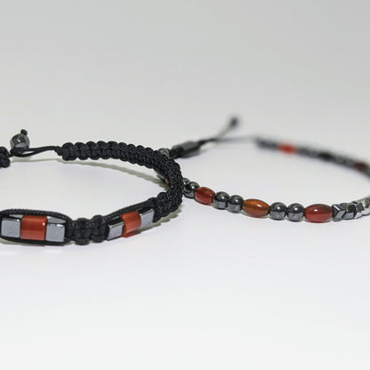 Grey Hematite & Red Agate Bracelet