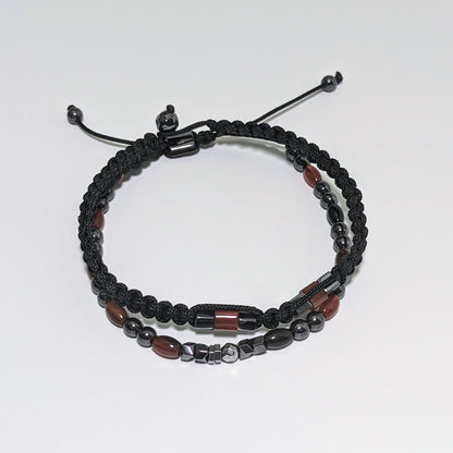 Grey Hematite & Red Agate Bracelet