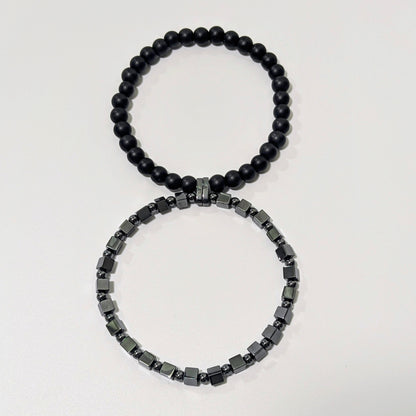 Pulsera de ónix negro y hematita