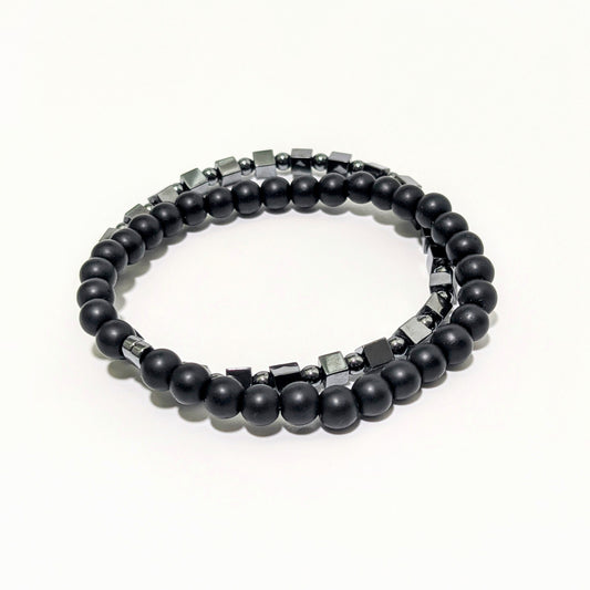 Men's Black Onyx & Hematite Bracelet