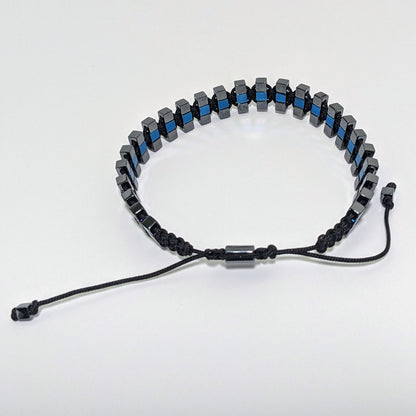 Pulsera de hematita azul y gris