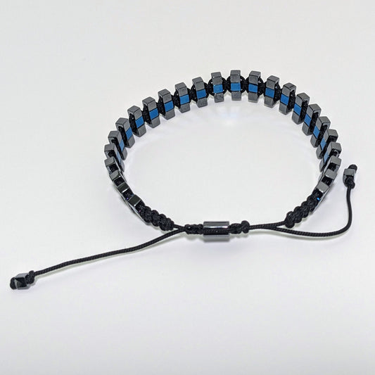Men's Blue & Grey Hematite Bracelet