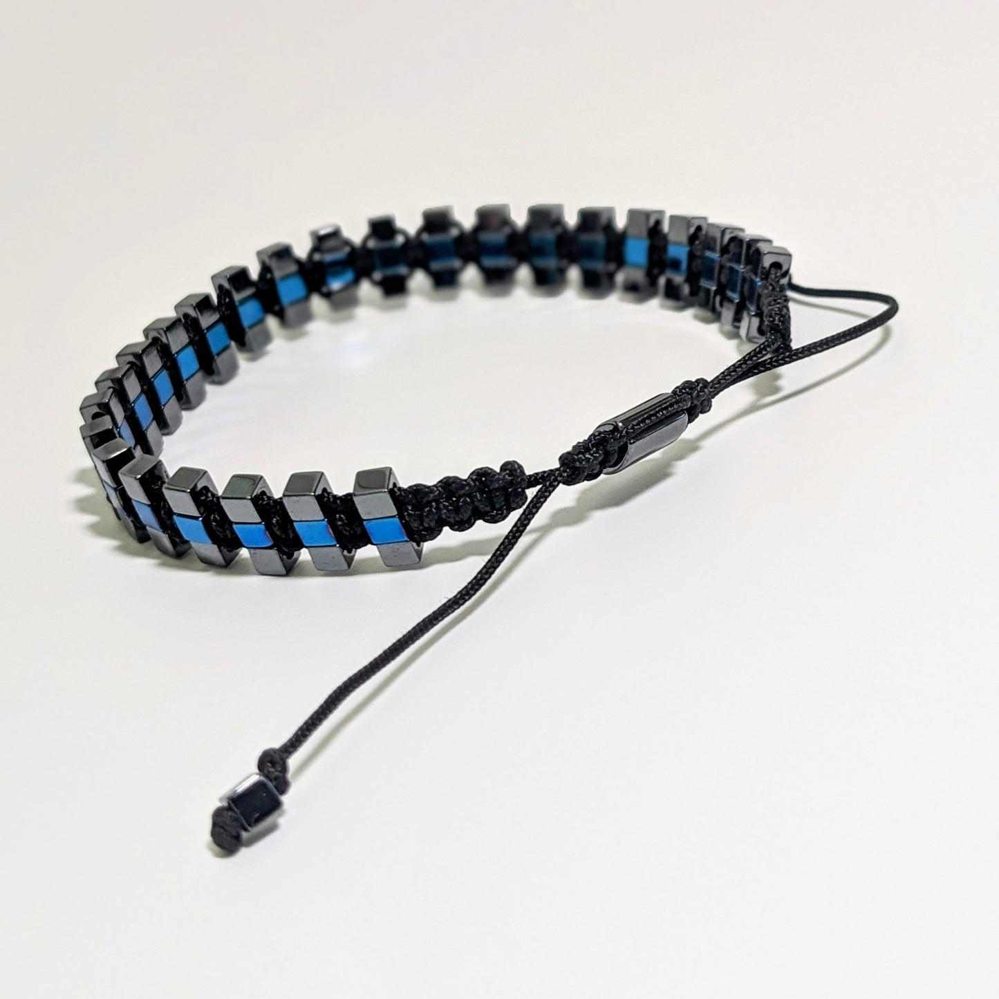 Pulsera de hematita azul y gris