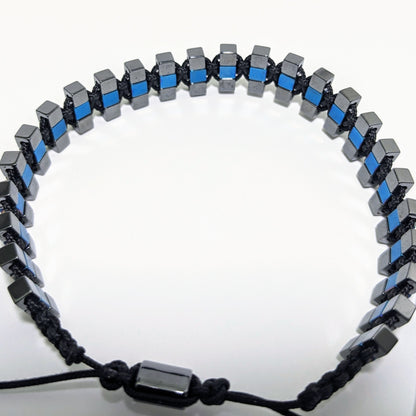 Pulsera de hematita azul y gris