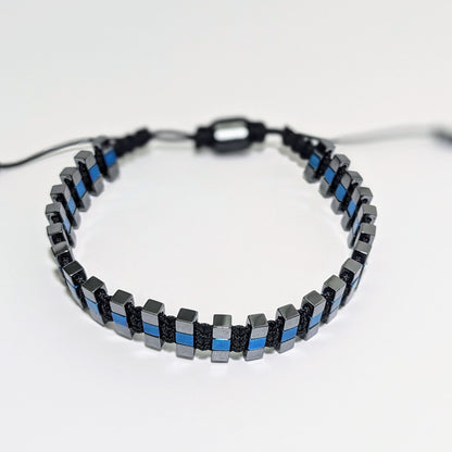 Pulsera de hematita azul y gris