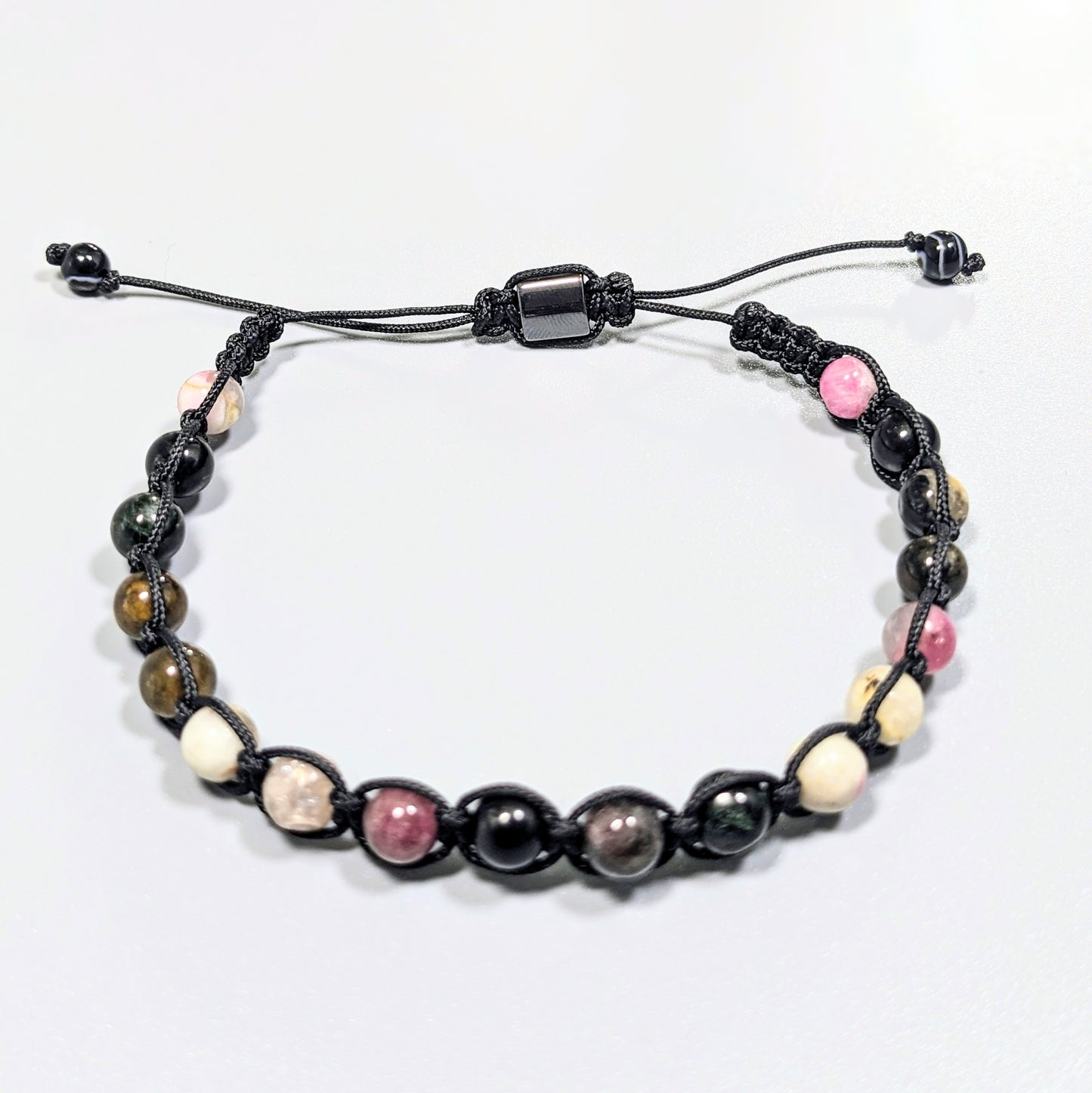 Pulsera de ágata rosa y negra