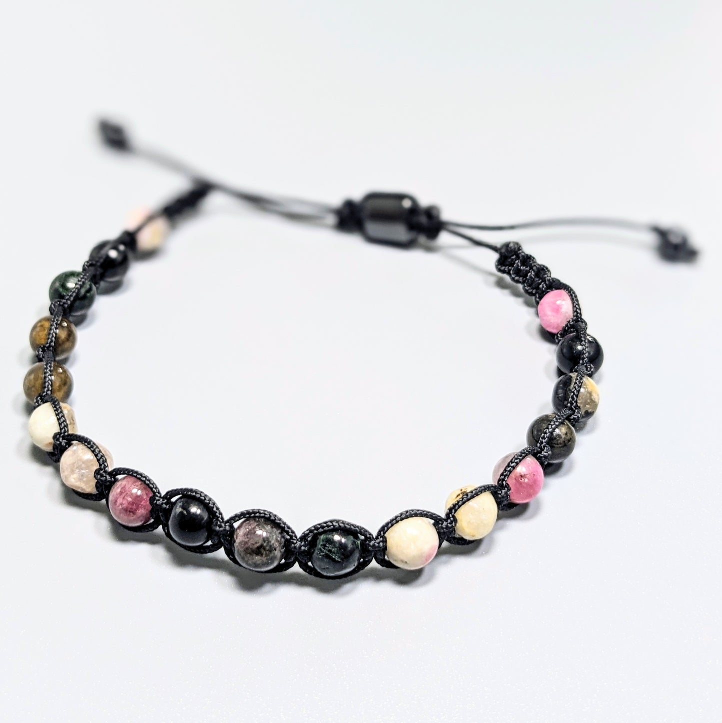 Pulsera de ágata rosa y negra