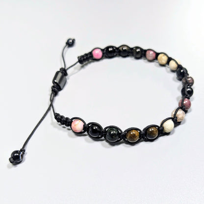 Pulsera de ágata rosa y negra