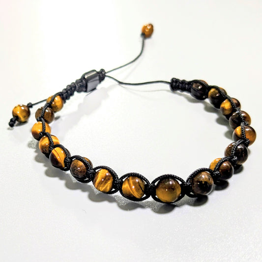 Pulsera con nudo de macramé ajustable con ojo de tigre