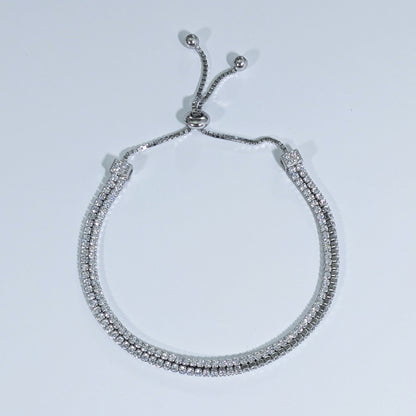 Pulsera de plata de ley 925 con doble tenis y circonitas.