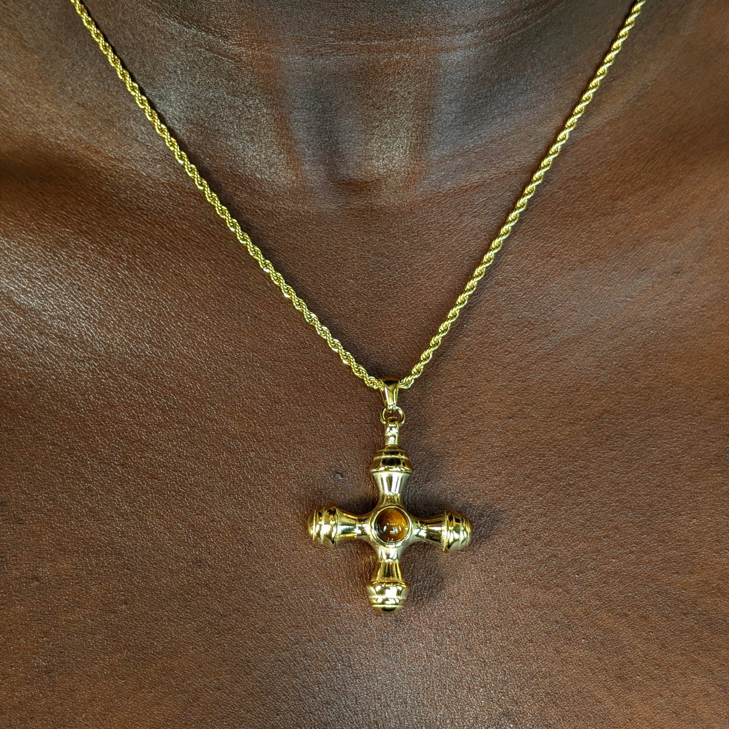 Gemstone Cross Pendant Necklace