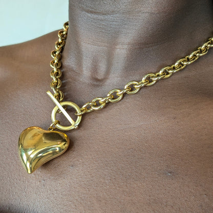 Curved Heart Pendant Necklace