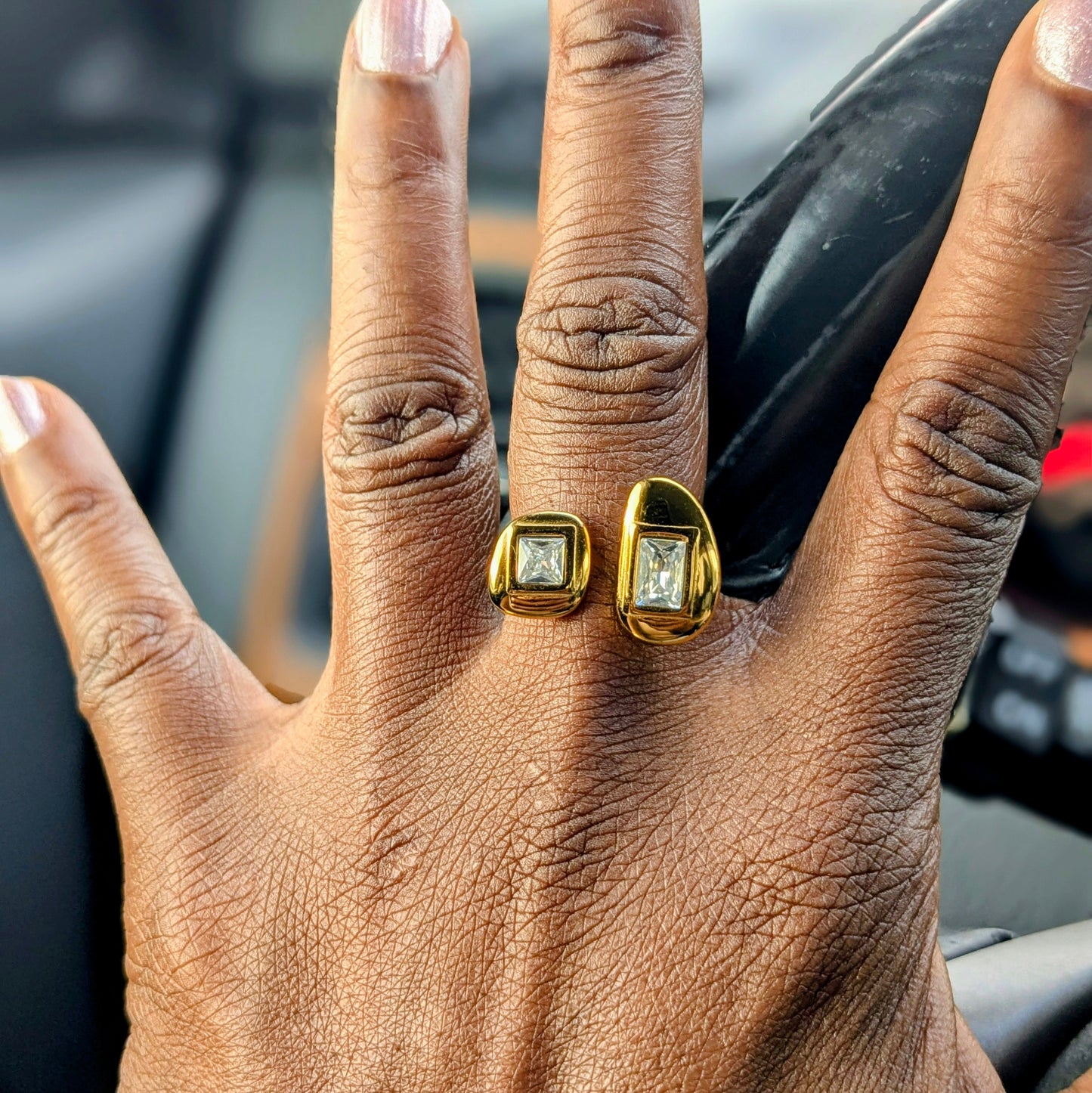 Geometric Rhinestone Ring