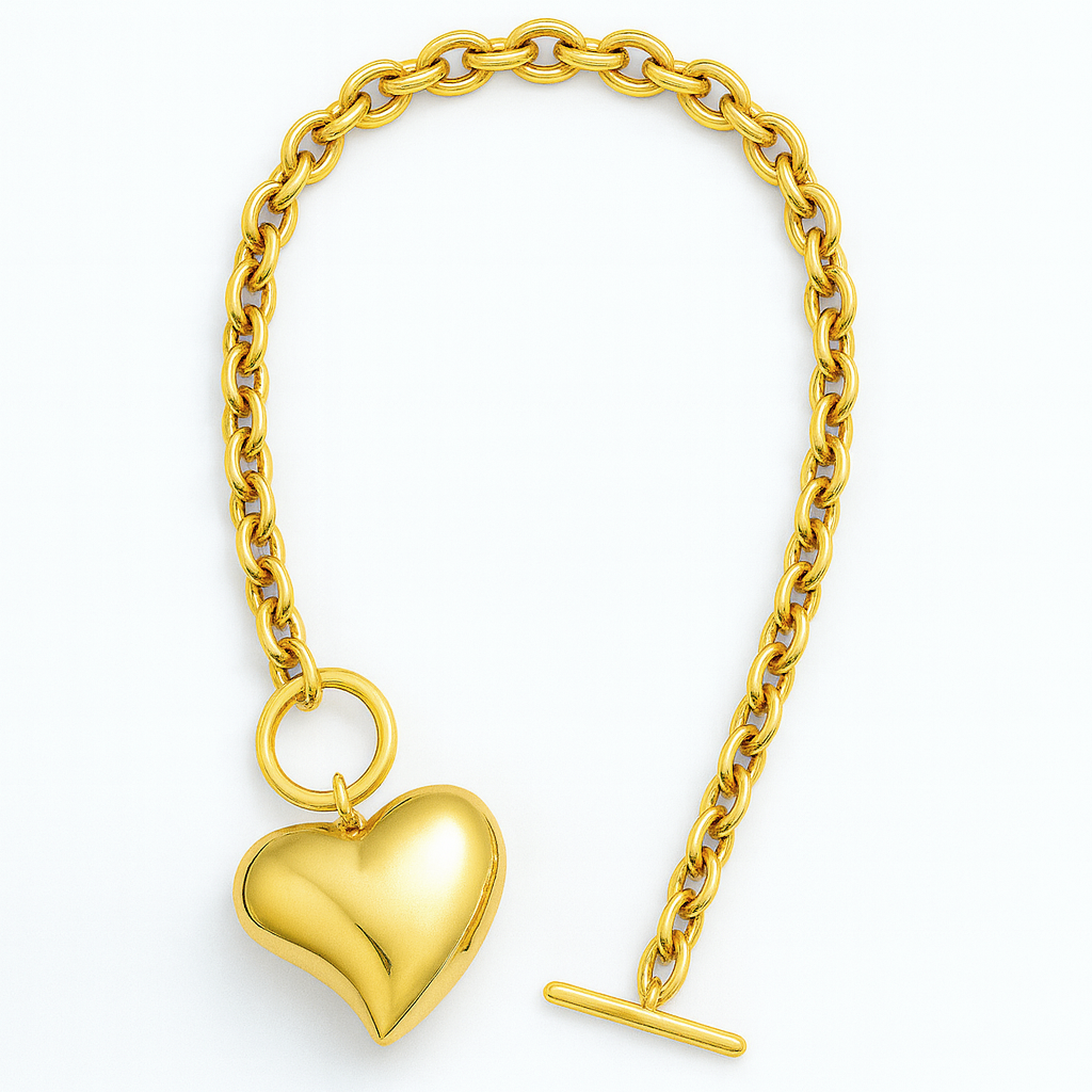 Curved Heart Pendant Necklace