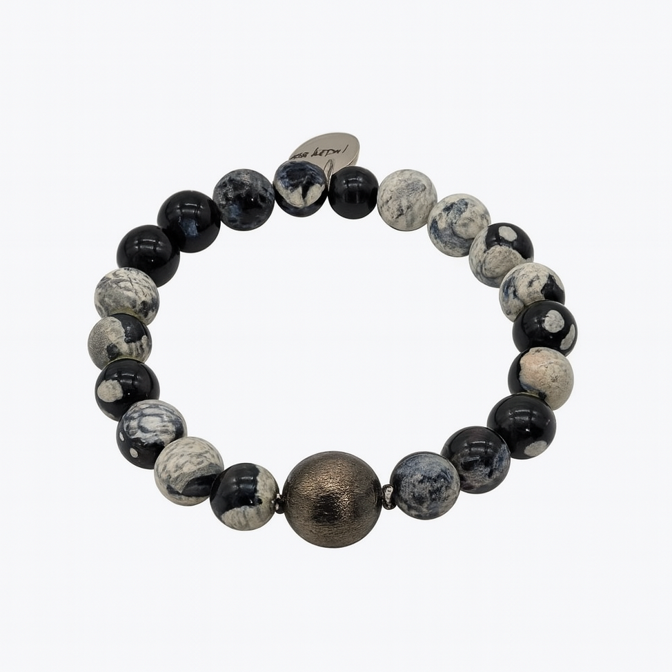 Ro & Gieo Agate Blackplated Brass Bracelet