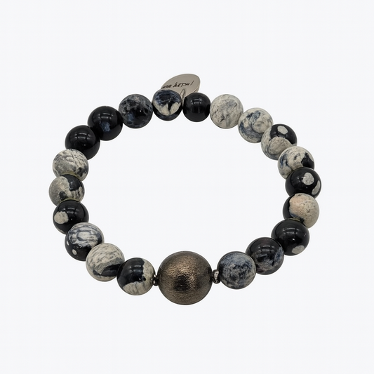 Pulsera de latón chapado en negro con ágata Ro &amp; Gieo