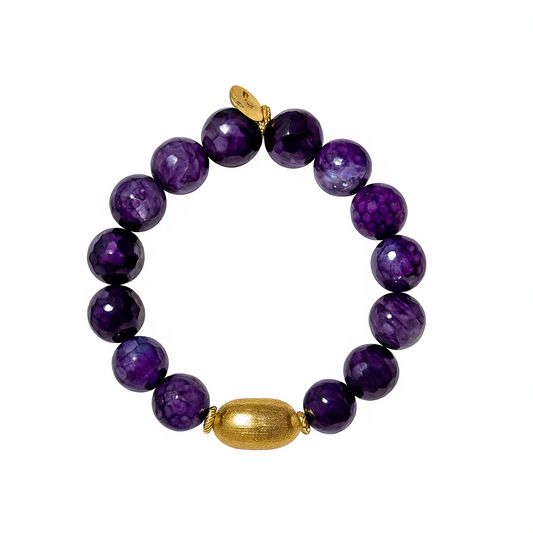 Ro & Gieo Dyed Purple Agate Bead & 24K Goldplated Brass Bracelet