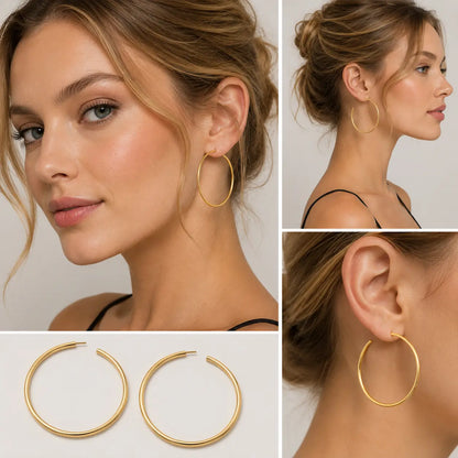 Classic Matte Open Hoop Earrings Ro & Gieo