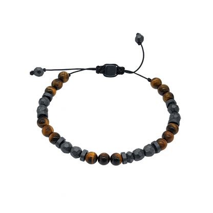 Grey Hematite & Tiger-Eye Gemstones Bracelet