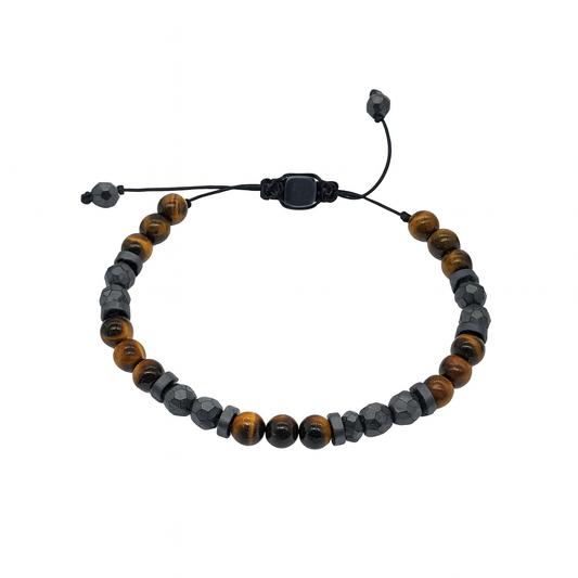 Grey Hematite & Tiger-Eye Gemstones Bracelet